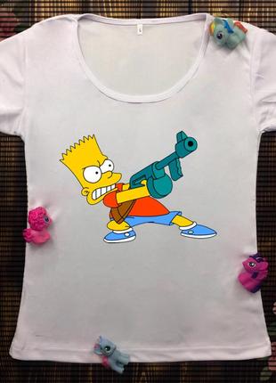 Жіноча футболка з принтом - барт зі зброєю