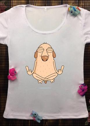 Жіноча футболка з принтом - діггі медитує1 фото