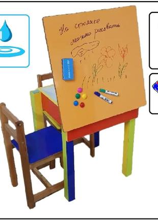 Стол детский. стул детский - 4шт. столик детский с ящиком для детского творчества.