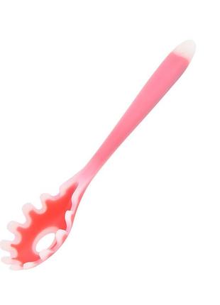 Силіконова лопатка lesko 2019 pink для спагетті кухонні ложка 28.8 см "lv"