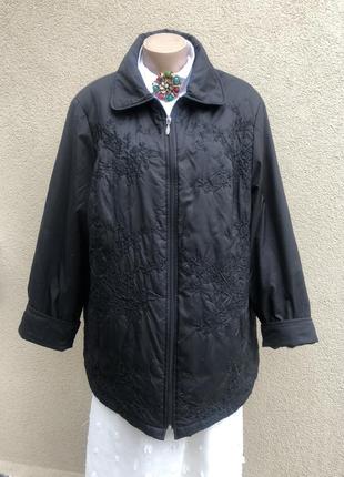 Чорна куртка,вітровка-плащ,дощовик з вишивкою,великий розмір,батал
