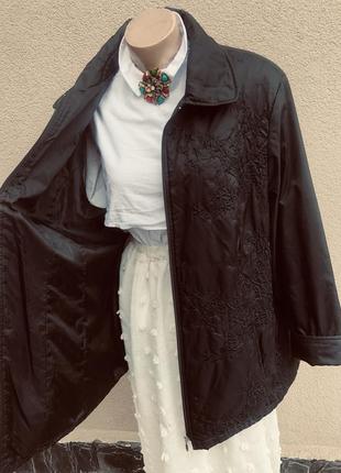 Чорна куртка,вітровка-плащ,дощовик з вишивкою,великий розмір,батал3 фото