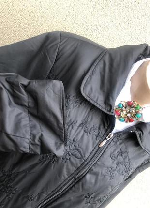 Чорна куртка,вітровка-плащ,дощовик з вишивкою,великий розмір,батал8 фото