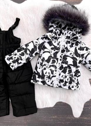 Детский зимний комбинезон на овчине, куртка полукомбинезон для мальчика для девочки1 фото