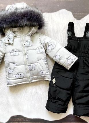 Детский зимний комбинезон на овчине, куртка полукомбинезон для мальчика для девочки2 фото