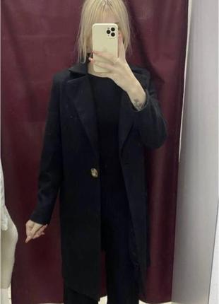 Стильное базовое черное прямое пальто куртка плащ missguided р.xxs-s новое2 фото