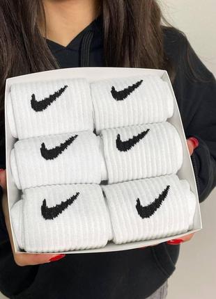 Крутой комплект женских спортивных фирменных носков с логотипом nike 36-41 6 пар в подарочной упаковке ms