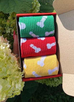 Веселые носки женские на подарок 36-41 на 3 пары в коробке3 фото
