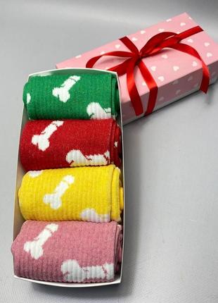 Подарункові чоловічі шкарпетки довгі демісезонні з прикольним смішним принтом 40-45 на 4 пари у коробці2 фото