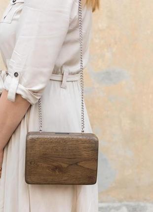 Розпродаж ексклюзивна оригінальна сумка з дерева wisewoodbag клатч кросс-боди деревянная