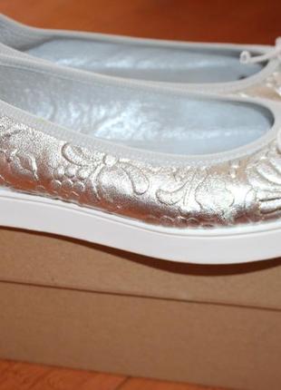 Кожаные серебристые туфли балетки 39,5; 40 размер2 фото
