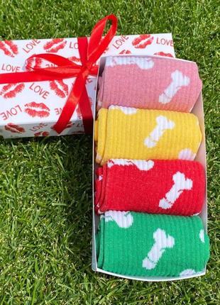 Подарочный набор женщине носки с прикольным рисунком 36-41 р 4 шт10 фото