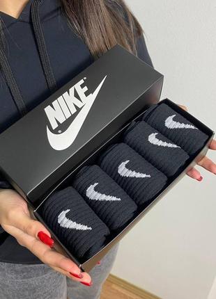 Набор женских длинных хлопковых качественных повседневных спортивных носков nike 36-41 на 5 пар для девушек ms