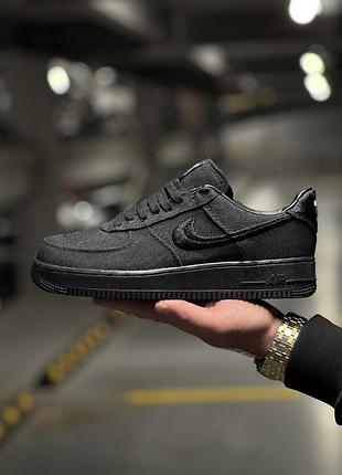 Чоловічі кросівки stussy x nike air force 1 low чорні