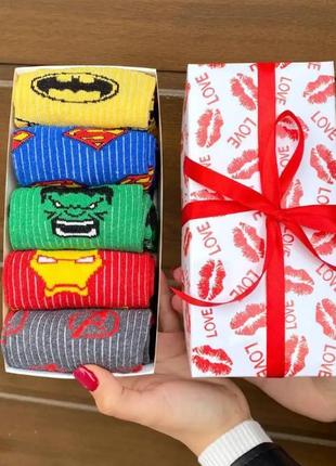 Набір жіночих шкарпеток 36-41 5 пар з мультяшним малюнком у подарунковій коробці