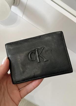 Зажим для денег кошелек calvin klein натуральная кожа