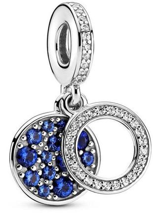 Серебряный шарм пандора  "сверкающий синий диск" 799186c01