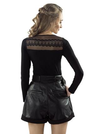 Женская блуза черного цвета со вставками из сетки и кружева. модель kioko eldar2 фото
