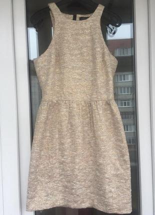 Zara красивое золотое платье размер хс