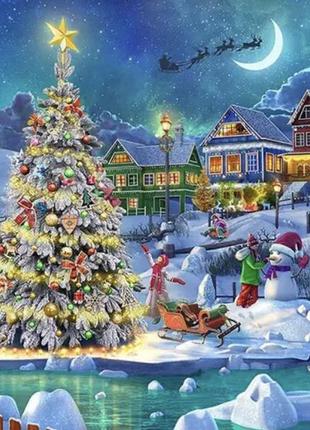 Алмазна мозайка новорічна різдвяна зимова2 фото