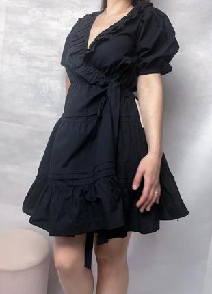 Чёрное хлопковое платье на запах na-kd5 фото