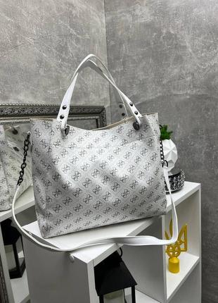 Велика жіноча сумка формату а4 з довгим ремінцем, guess2 фото