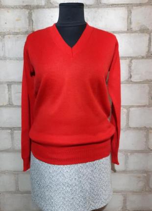 Базовый красный джемпер пуловер5 фото