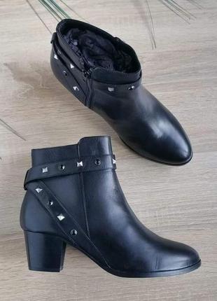 Кожаные французские minelli 🇫🇷 женские демисезонные / осенние / весенние ботинки на невысоких каблуках рюмочка 38-38,5 см1 фото