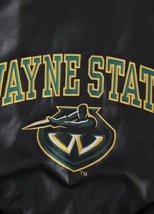 Винтажный шерстяной колледж бомбер с нашивками wayne state5 фото