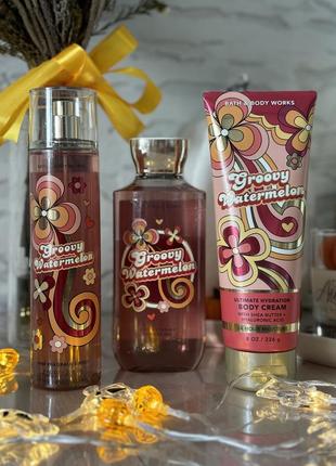 Набор bath and body works гель для душа, крем, спрей groovy watermelon