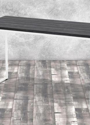 Стол письменный белый лдсп темное с металлического профиля 20х20 в стиле лофт1 фото