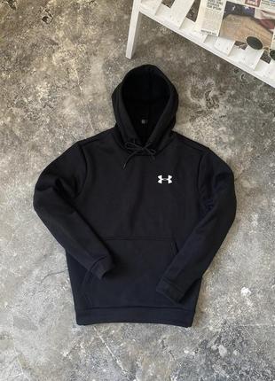 Толстовка мужская с капюшоном зимняя теплая under armour черная | кофта флисовая зима худи мужское андер армор1 фото