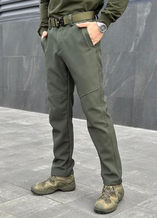Мужские утепленные брюки черные/хаки soft shell 3-4xl8 фото