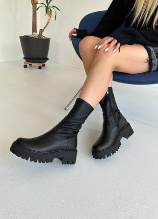 Женские классические челси ботинки под любой стиль верные кожаные зима осень
