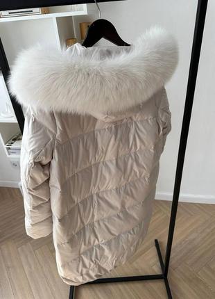 Пуховик куртка пальто удлиненная стеганая с мехом3 фото