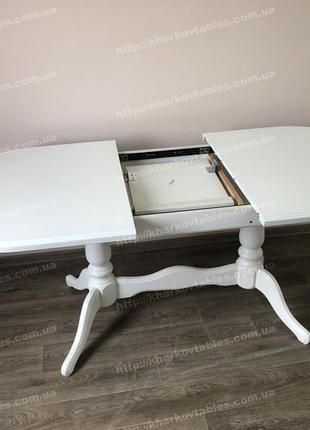 Обідній, кухонний стіл вавілон (148x88) білий розкладний стіл з дерева на двох ніжках2 фото