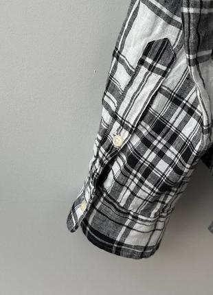 Polo ralph lauren linen shirt сорочка клітинка смужка оригінал льон преміум оксфорд стильна вкорочена оверсайз гарна3 фото