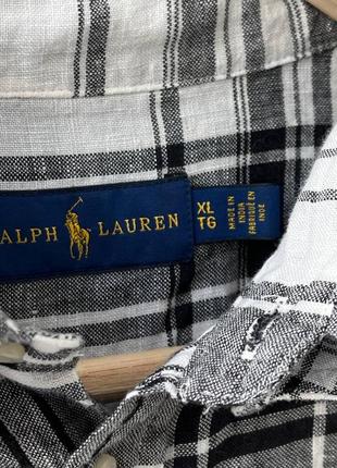 Polo ralph lauren linen shirt сорочка клітинка смужка оригінал льон преміум оксфорд стильна вкорочена оверсайз гарна5 фото