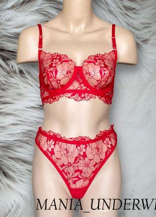 1-222 комплект из красной сеточки и вышивкой от mania_underwear