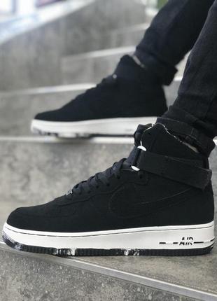 Nike air force high black white, мужские кроссовки найк, весна - осень, эврозима