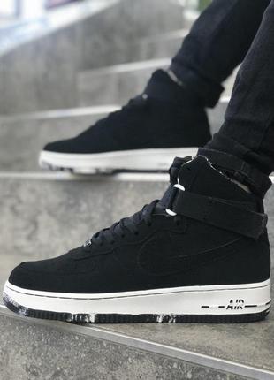 Nike air force high black white, мужские кроссовки найк, весна - осень, еврозима