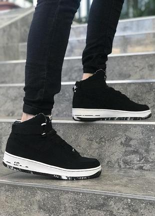 Nike air force high black winter чоловічі високі кросівки найк, еврозима, кросівки найк форс зимні