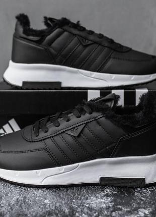Зимние чёрные кроссовки adidas с мехом черные зимние кроссовки adidas с мехом2 фото