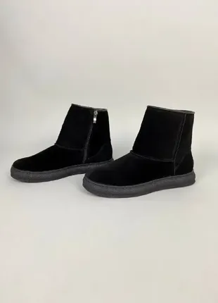 Стильные удобные мужские черные угги зимние, бобы короткие замшевые/замша-мужская обувь на зиму3 фото