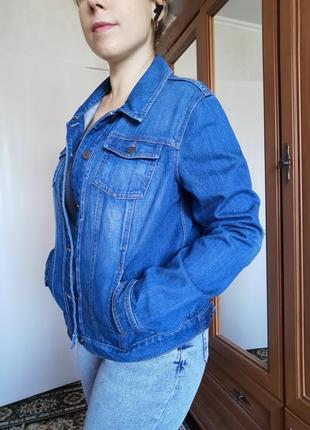 Куртка джинсовая f&f синяя оверсайз женская пиджак деним6 фото