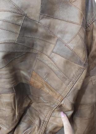 Стильная винтажная оверсайз куртка бомбер из натуральной кожи8 фото