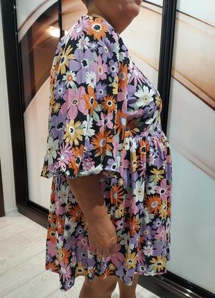 Шикарное цветочное платье, туника, удлиненная блуза с рукавами фонариками yours 54-584 фото