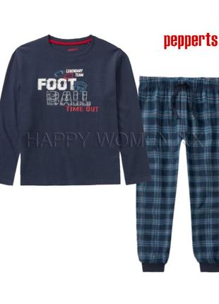10-14 лет пижама для мальчика pepperts домашняя одежда демисезон лонгслив штаны теплые фланелевые1 фото