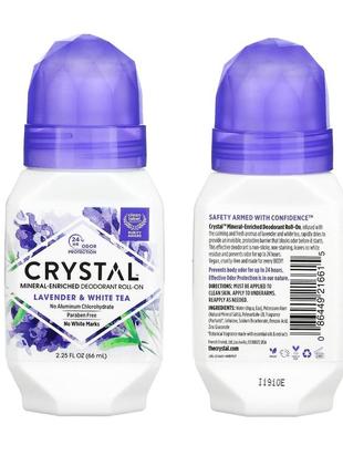 Crystal натуральний кульковий дезодорант лаванда та білий чай, 66 мл