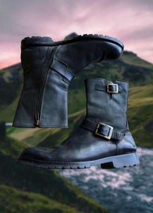 Шкіряні чоботи високі navyboot  оригінальні сині 2
